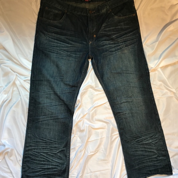 Mens Red Snap 40x32 Blue Distressed Jeans - Picture 4 of 6
